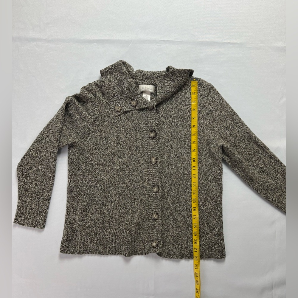 Studio Works Brown Black Sweater Cardigan Top Fall Winter Office - Picture 7 of 8